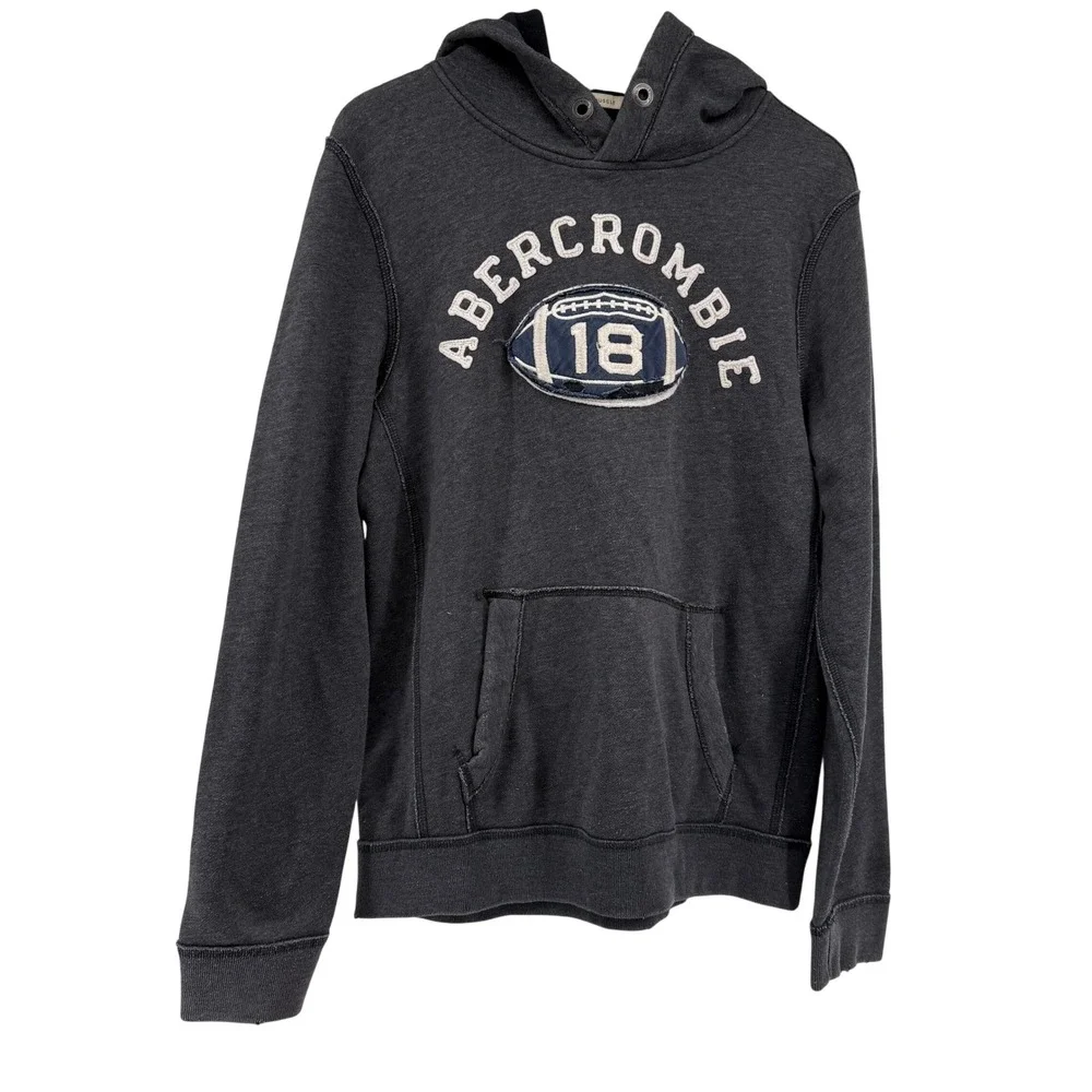Abercrombie & Fitch Hoodie Mens M Pullover Gray Football 18 Logo - Picture 2 of 6